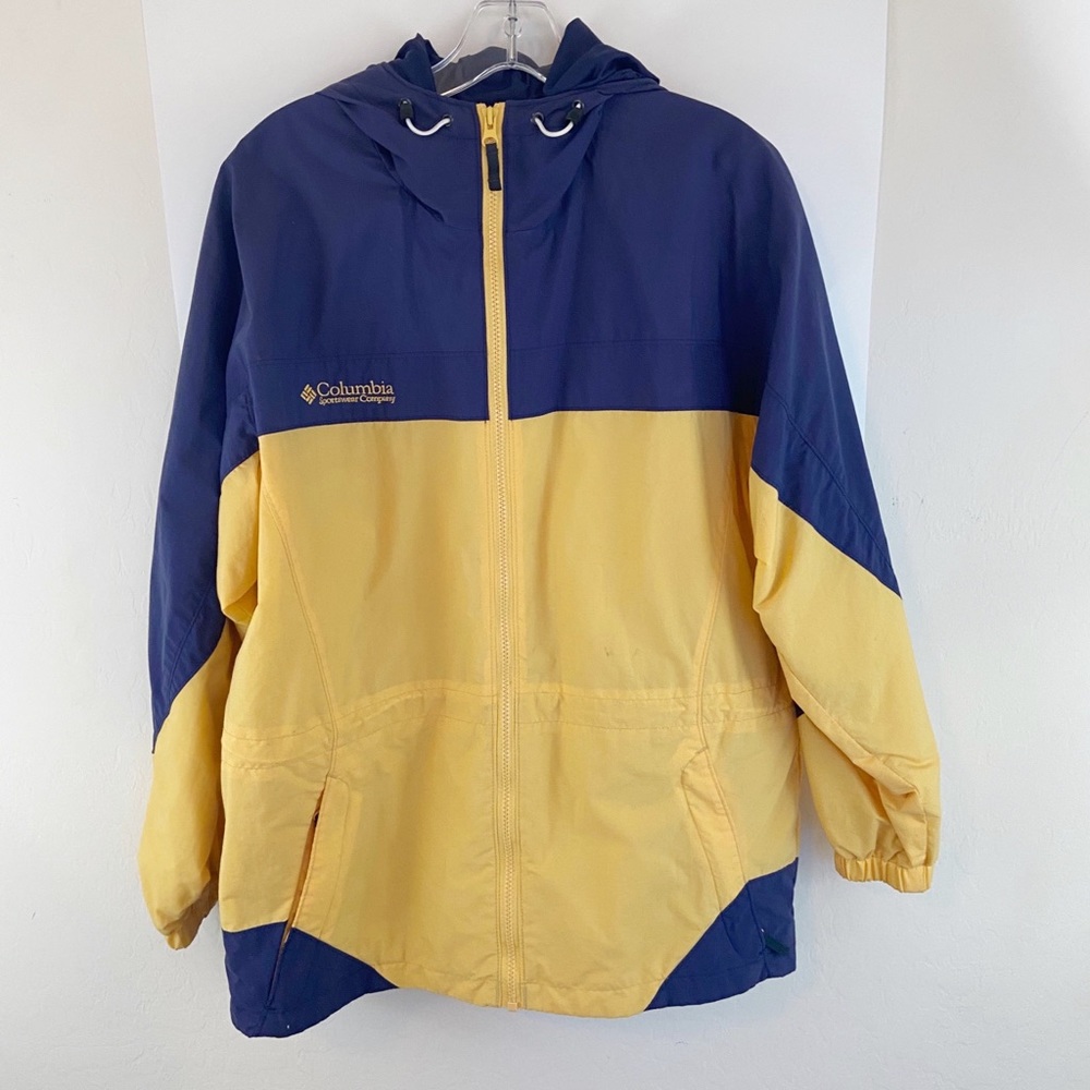 Columbia Sport Jacket Blue Yellow Hood Size M